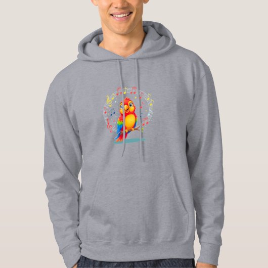 **Singing Parrot – Cute Parrot Singing Illustratio Hoodie (Voorkant)