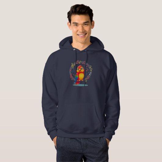 **Singing Parrot – Cute Parrot Singing Illustratio Hoodie (Voorkant volledig)