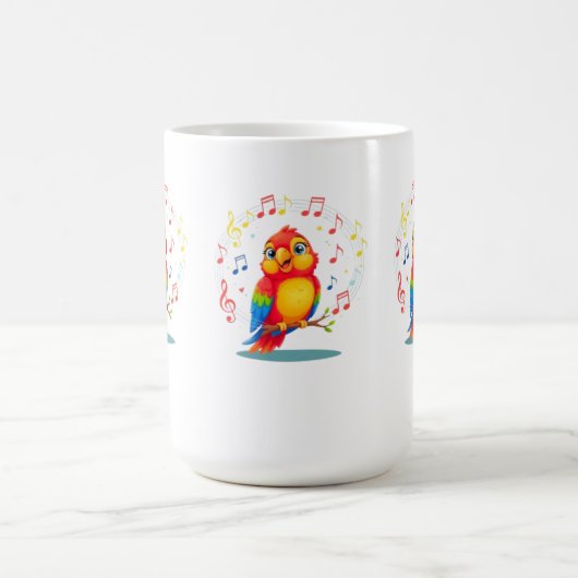 **Singing Parrot – Cute Parrot Singing Illustratio Koffiemok (Center)