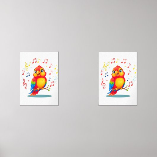 **Singing Parrot – Cute Parrot Singing Illustratio Muurkunst Sets (Voorkant)