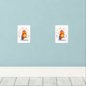 **Singing Parrot – Cute Parrot Singing Illustratio Muurkunst Sets (Houten vloer)
