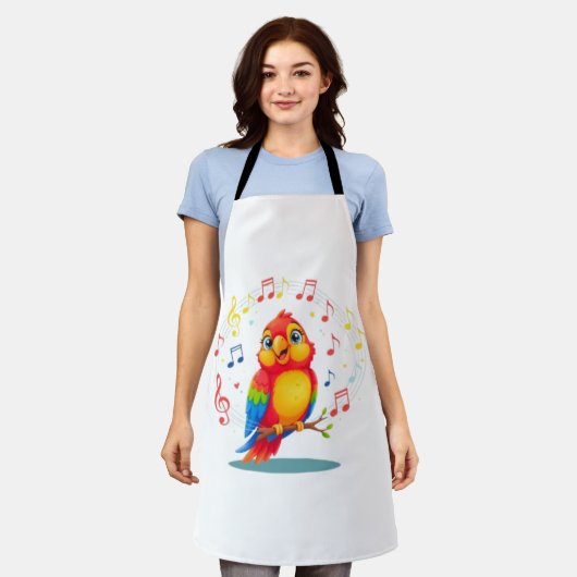 **Singing Parrot – Cute Parrot Singing Illustratio Schort (Gedragen)