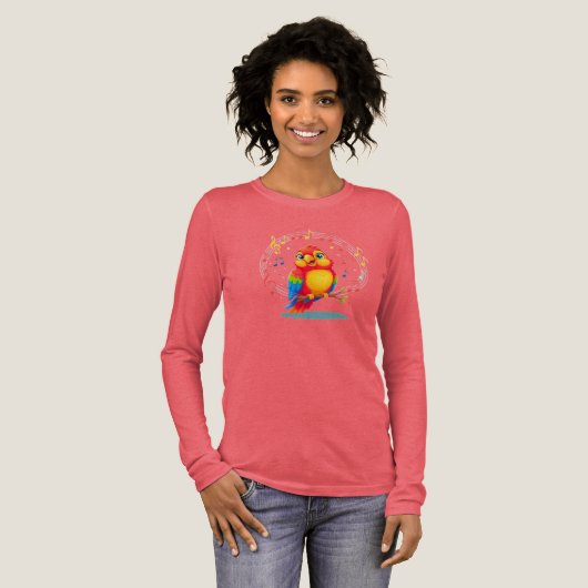 **Singing Parrot – Cute Parrot Singing Illustratio Tri-Blend Shirt (Voorkant)