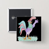 Singing Rooster Vierkante Button 5,1 Cm (Voorkant /achterkant)