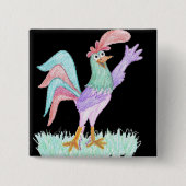 Singing Rooster Vierkante Button 5,1 Cm (Voorkant)