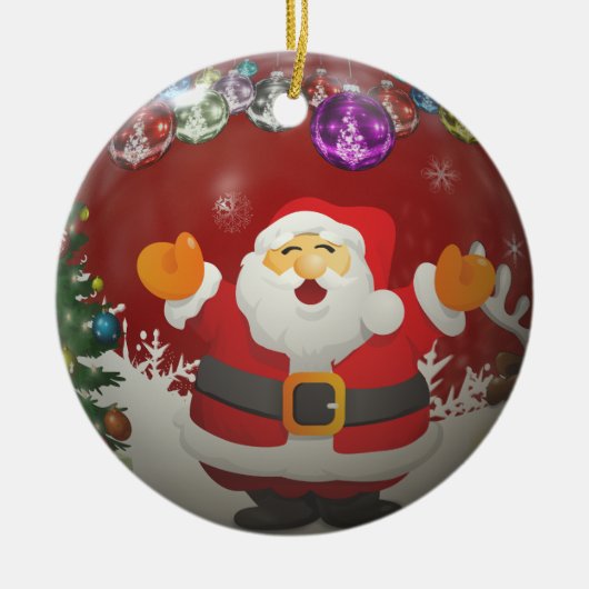 Singing Santa Claus Keramisch Ornament (Voorkant)