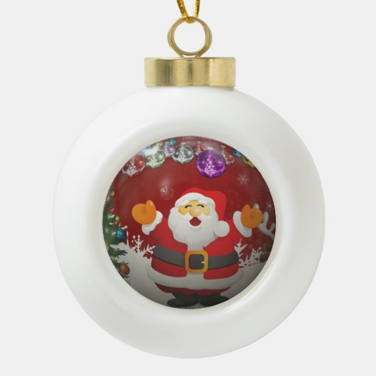 Singing Santa Claus Keramische Bal Ornament (Voorkant)