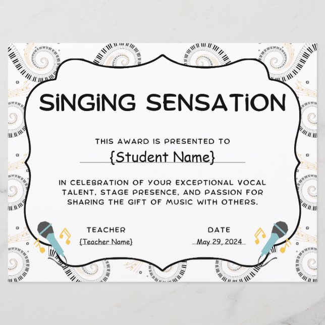Singing Sensation Student Recognition Award (Voorkant)