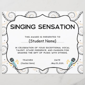 Singing Sensation Student Recognition Award