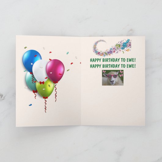 Singing Sheep Happy Birthday Kaart (Binnen)
