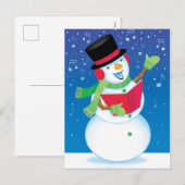 Singing Snowman Christmas Carol Music Postcard Feestdagenkaart (Voorkant / Achterkant)