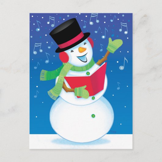 Singing Snowman Christmas Carol Music Postcard Feestdagenkaart (Voorkant)