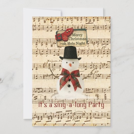 Singing Snowman Invitation Kaart (Voorkant)
