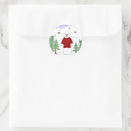 Singing Snowman Ronde Sticker (Tas)
