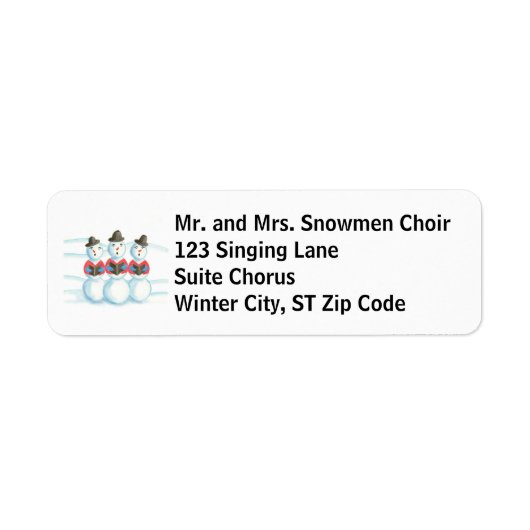 Singing Snowmen Custom Adresetiketten Etiket (Voorkant)
