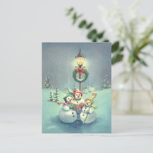 SINGING SNOWMEN DOOR SHARON SHARPE BRIEFKAART (Staand voorkant)