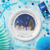 Singing Snowmen Merry Christmas - Personalize Papieren Bordje (Feest)