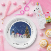 Singing Snowmen Merry Christmas - Personalize Papieren Bordje (Feest)