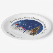 Singing Snowmen Merry Christmas - Personalize Papieren Bordje (Gekanteld)