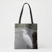 Singing Snowy Egret Tote Bag (Voorkant)