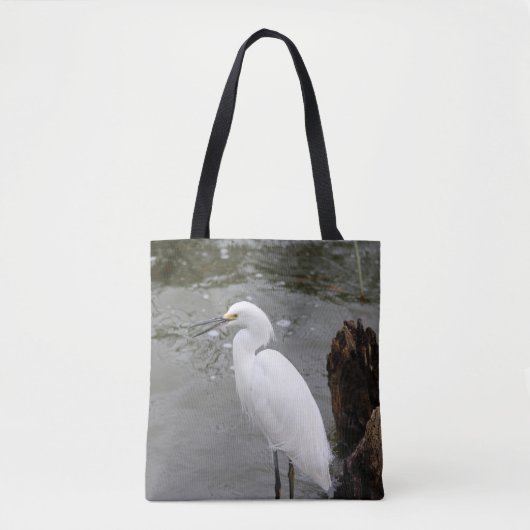 Singing Snowy Egret Tote Bag (Voorkant)
