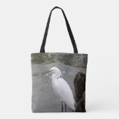 Singing Snowy Egret Tote Bag (Achterkant)