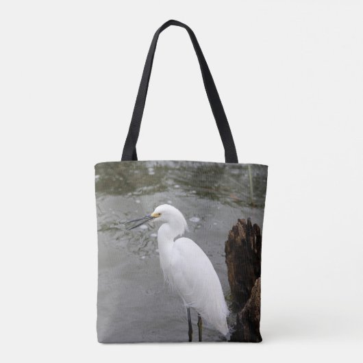Singing Snowy Egret Tote Bag (Achterkant)