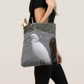 Singing Snowy Egret Tote Bag (Dichtbij)
