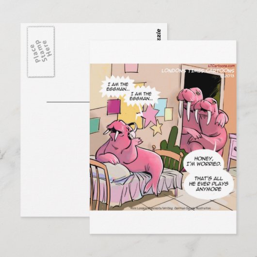 Singing Walrus Worried Parents Funny Briefkaart (Voorkant / Achterkant)
