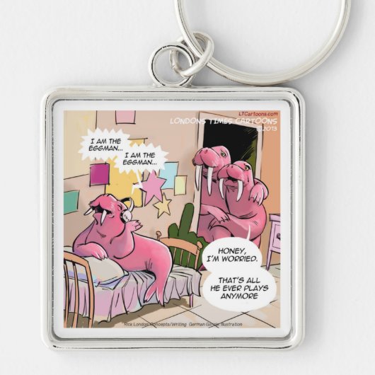 Singing Walrus Worried Parents Funny Sleutelhanger (Voorkant)