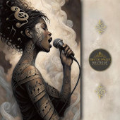 Singing Woman with Music Tattoos Decoupage Tissuepapier