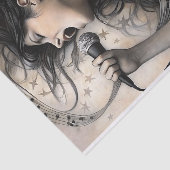 Singing Woman Wrapped in Musical Notes Decoupage Tissuepapier (Detail)