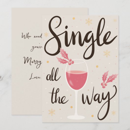 Single All The Way Girl Christmas Kaart (Voorkant / Achterkant)