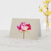 Single Artsy Pink Rose Art Note Kaart (Gele Bloem)