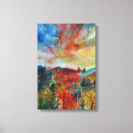 Single Autumn Landscape Waterverf Kunst Canvas Afdruk
