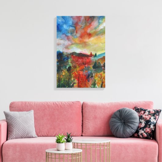 Single Autumn Landscape Waterverf Kunst Canvas Afdruk (Insitu (Woonkamer))