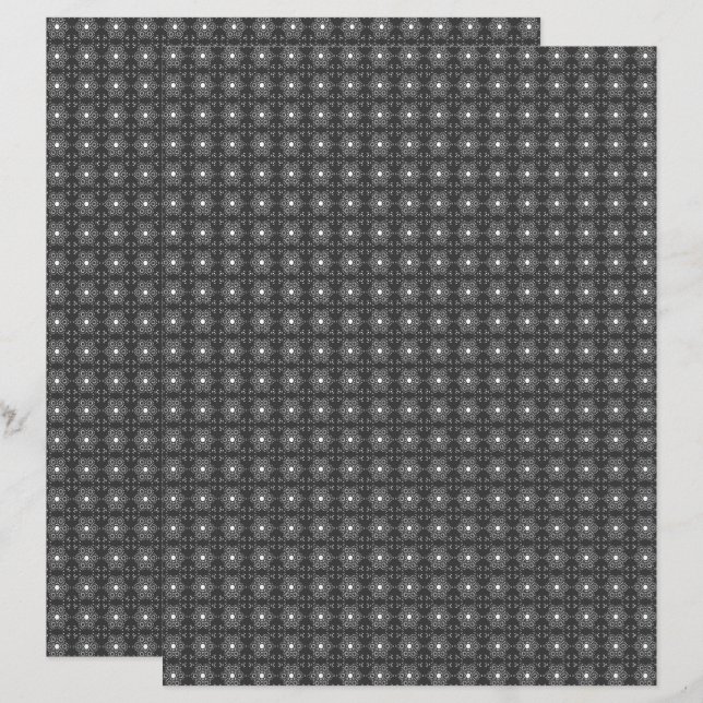 Single B&W Med. TIle 2-Sided Scrapbook Paper Page (Voorkant / Achterkant)