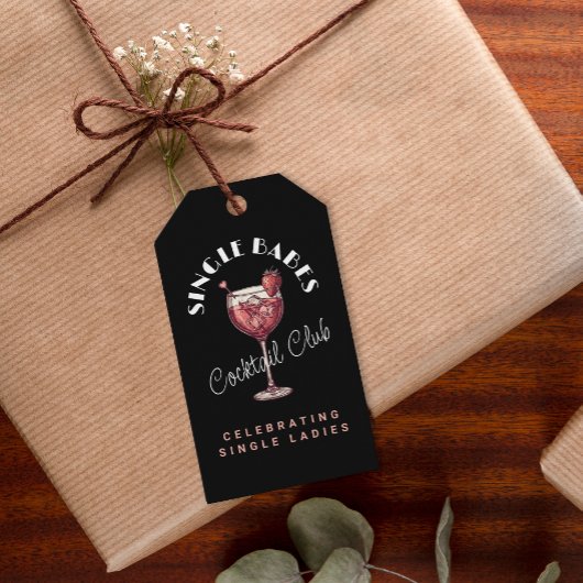 Single Babes Galentine's Day-feest Roze Cocktail Cadeaulabel