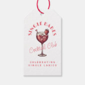 Single Babes Galentine's Day Feest Roze Cocktail Cadeaulabel (Voorkant)