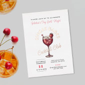 Single Babes Galentine's Day Feest Roze Cocktail Folie Uitnodiging