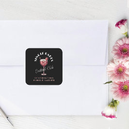 Single Babes Pink Cocktail Girls Night Vierkante Sticker