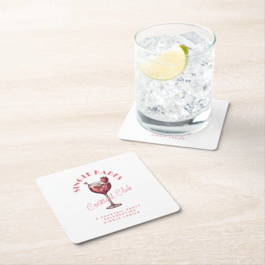 Single Babes Valentijn's Day Party Roze Cocktail Kartonnen Onderzetters (Insitu)