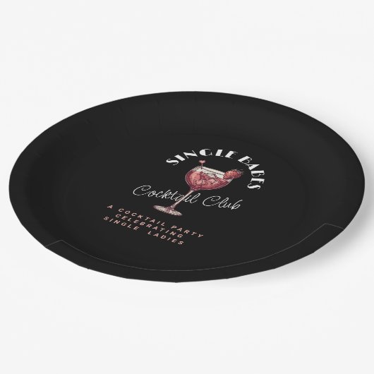 Single Babes Valentijn's Day Party Roze Cocktail Papieren Bordje (Gekanteld)