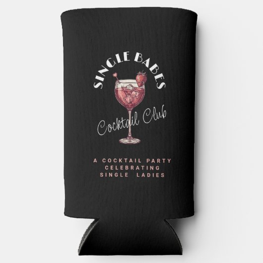 Single Babes Valentijn's Day Party Roze Cocktail Seltzer Blikjeskoeler (Voorkant)