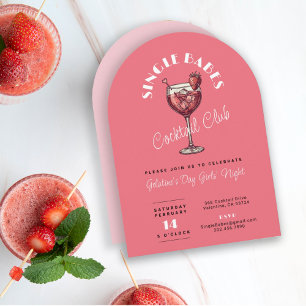 Single Babes Valentijnsdag Cocktailparty Roze Kaart