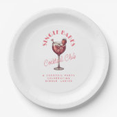 Single Babes Valentijnsdag Feest Roze Cocktail Papieren Bordje (Voorkant)