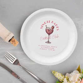 Single Babes Valentijnsdag Feest Roze Cocktail Papieren Bordje