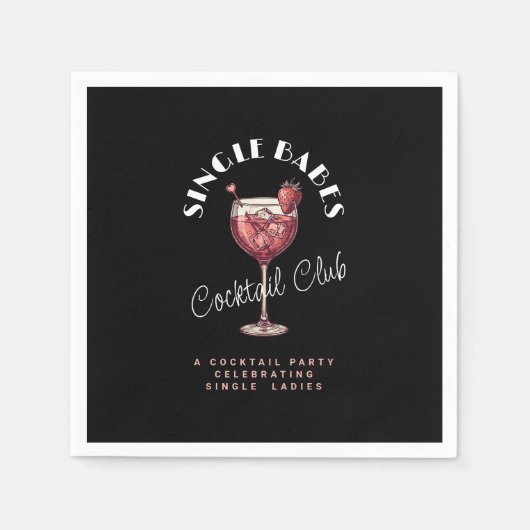 Single Babes Valentijnsdag Feest Roze Cocktail Servet (Voorkant)