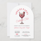 Single Babes Valentijnsdag Roze Cocktailparty  Kaart (Voorkant)