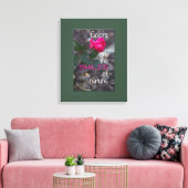 Single Bending roze roze foto, groene rand Canvas Afdruk (Insitu (Woonkamer))